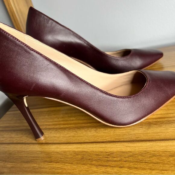Sz 7.5M 27 Edit Burgundy Brown Elegant Leather Pumps $150 MSRP - Picture 5 of 14
